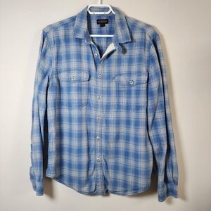 CPO PROVISIONS Plaid Shirt Mens‎ Medium Flannel Blue Check Pockets Long Sleeve